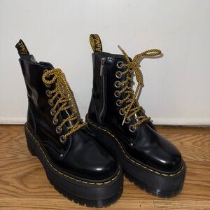 Dr Marten Black and Yellow Combat Boots